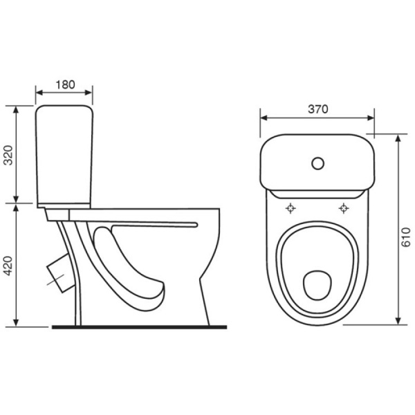 Унитаз-компакт косым выпуск с бачком (610х370х740) кнопка 1-режим, сидение ПП, 19680 фото  в интернет-магазине Санкомп