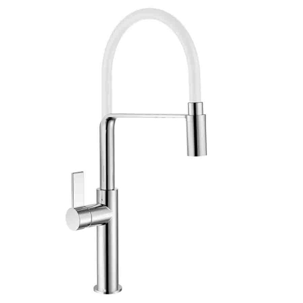 Смеситель для кухни ОДНОРЫЧАЖНЫЙ с гибким изливом, длина излива 223 мм высота 281 мм Белый, 26166 фото  в интернет-магазине Санкомп