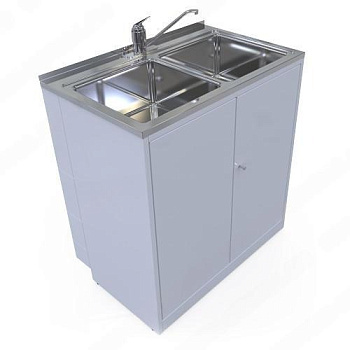 Стол медицинский с двойной мойкой габариты 600х800х860 мм фото  в интернет-магазине Санкомп