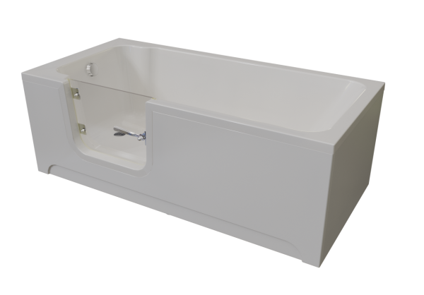 Ванна для инвалидов и пожилых со стеклянной дверцей лежачая левая 1680х800х610 мм, 22773  фото  в интернет-магазине Санкомп