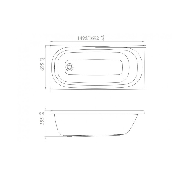 Ванна акриловая прямоугольная без комплектации 1700х700х350 мм, 25445  фото  в интернет-магазине Санкомп