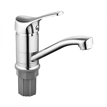 Смеситель нержавеющая сталь для раковины поворотный излив 145 мм фото  в интернет-магазине Санкомп