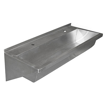 Хирургическая мойка 2х секционная из нержавеющей стали с 2 отверстиями под смеситель 1600х430х290 фото  в интернет-магазине Санкомп