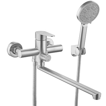 Смеситель нержавеющая сталь для ванны длинный излив 350 мм, 24854 фото  в интернет-магазине Санкомп