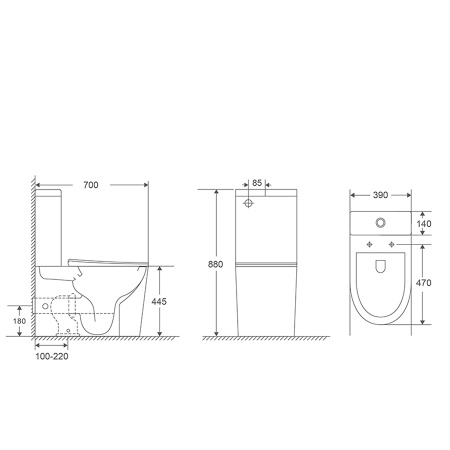 Унитаз-компакт для инвалидов МГН, Горизонтальный, 390х700х880 (450), 2 РЕЖИМА, СИДЕНЬЕ А/Б, 27155 фото  в интернет-магазине Санкомп