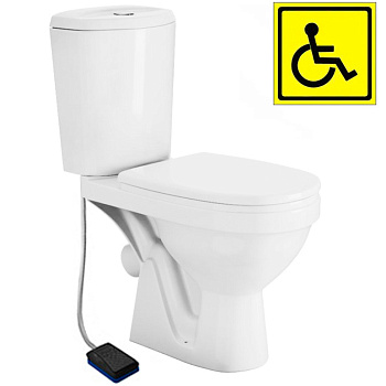 Унитаз-компакт для инвалидов МГН, КОСОЙ, 670х350х865 (450), С ПЕДАЛЬНЫМ ПУСКОМ, СИДЕНЬЕ ПП, 20257 фото  в интернет-магазине Санкомп