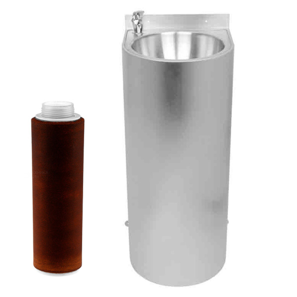 Фонтанчик питьевой кнопочный напольный 1 чаша Х/В, С/Ф, Б/УФ, Б/Г, Б/ТО, AISI 304, 365х365х832 25875 фото  в интернет-магазине Санкомп