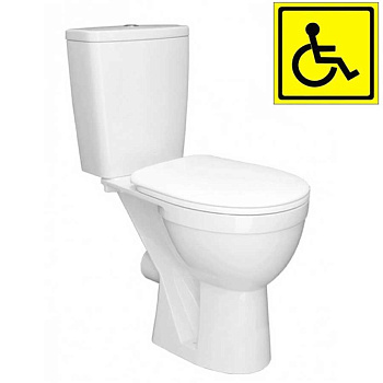 Унитаз-компакт для инвалидов МГН, ГОРИЗОНТАЛЬНЫЙ 625х350х843(470), 2 РЕЖИМА, СИДЕНЬЕ ПП А/Б, 25396  фото  в интернет-магазине Санкомп