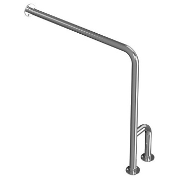 Поручень настенный с двойной опорой на пол из нержавеющей стали 750х220х800 ЛЕВЫЙ, 23606 фото  в интернет-магазине Санкомп
