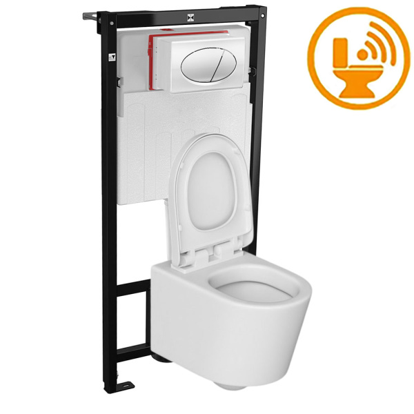 Унитаз ДЕТСКИЙ подвесной сиденье с крышкой с инсталляцией с кнопкой СЕНСОРНЫЙ, 20692 фото  в интернет-магазине Санкомп