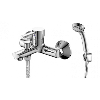Смеситель для ванны настенный ОДНОРЫЧАЖНЫЙ, излив литой, лейка 3 режима, 25086 фото  в интернет-магазине Санкомп