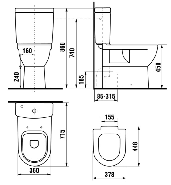 Унитаз-компакт для инвалидов МГН, УНИВЕРСАЛЬНЫЙ, 715х378х890 (480), 2 РЕЖИМА, СИДЕНЬЕ А/Б МИКРОЛИФТ фото  в интернет-магазине Санкомп