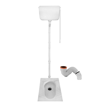 Чаша Генуя КЕРАМИКА ЭКОНОМ с бачком высокорасположенным ПЛАСТИК ЭКОНОМ сифон УНИВЕРСАЛЬНЫЙ, 20293 фото  в интернет-магазине Санкомп