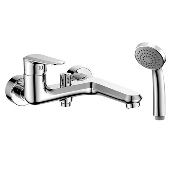 Смеситель для ванны настенный ОДНОРЫЧАЖНЫЙ, излив литой, длина излива 160 мм, лейка 1 режим, 26487 фото  в интернет-магазине Санкомп