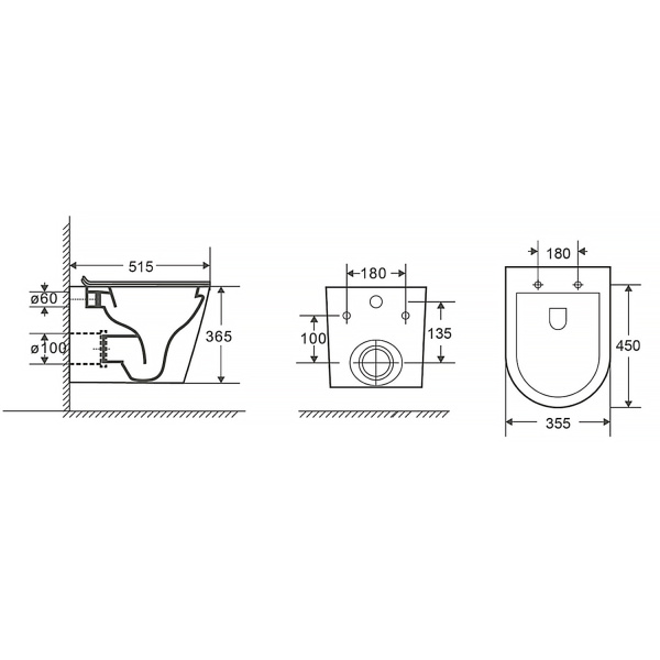 Унитаз подвесной БЕЗОБОДКОВЫЙ (530х365х370) С СИДЕНЬЕМ МИКРОЛИФТ 22564  фото  в интернет-магазине Санкомп