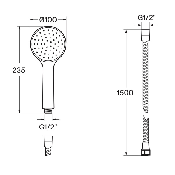 Смеситель для ванны настенный ОДНОРЫЧАЖНЫЙ, излив литой, лейка 1 режим, шланг 150 см, 22749  фото  в интернет-магазине Санкомп