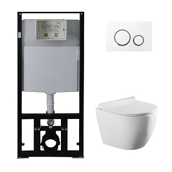 Унитаз с быстросъемным сиденьем микролифт в комплекте инсталляция с кнопкой 22447  фото  в интернет-магазине Санкомп