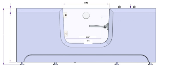 Ванна для инвалидов и пожилых со стеклянной дверцей лежачая левая 1500х750х545 мм, 22778 фото  в интернет-магазине Санкомп