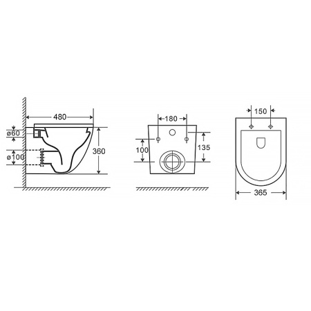 Унитаз подвесной БЕЗОБОДКОВЫЙ (480х365х360) С СИДЕНЬЕМ МИКРОЛИФТ 22551  фото  в интернет-магазине Санкомп