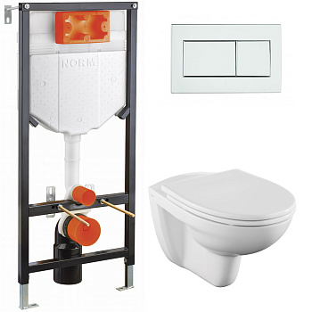 Унитаз подвесной с сидением МИКРОЛИФТ с инсталляцией с кнопкой 22008 фото  в интернет-магазине Санкомп