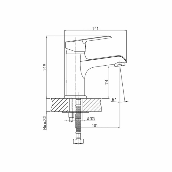 Смеситель для раковины однорычажный ЛИТОЙ, длина излива 101 мм, 16782 фото  в интернет-магазине Санкомп