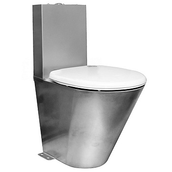 Унитаз-компакт НЕРЖАВЕЙКА 570х350х745 горизонтальный 100 сидение дюропласт подача снизу, 20499  фото  в интернет-магазине Санкомп