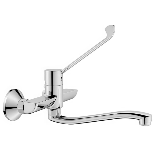 Смеситель ЛОКТЕВОЙ (ХИРУРГИЧЕСКИЙ) настенный, с поворотным изливом 22 см, 26560 фото  в интернет-магазине Санкомп