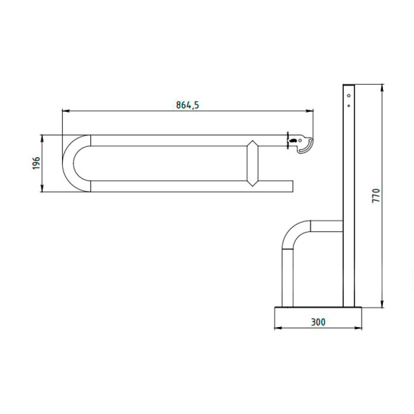 Поручень черный напольный подъёмный из нержавеющей стали 870х100х770, 20878 фото  в интернет-магазине Санкомп