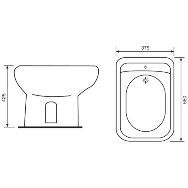 Биде напольное из керамики с отверстием под смеситель с переливом (355х570х385), 8425 фото  в интернет-магазине Санкомп