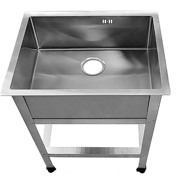 Ванна моечная AISI 304-3 мм цельнотянутая 1 секция 450х400х220, Б/О, каркас оцинкованный 520х450х870 фото  в интернет-магазине Санкомп