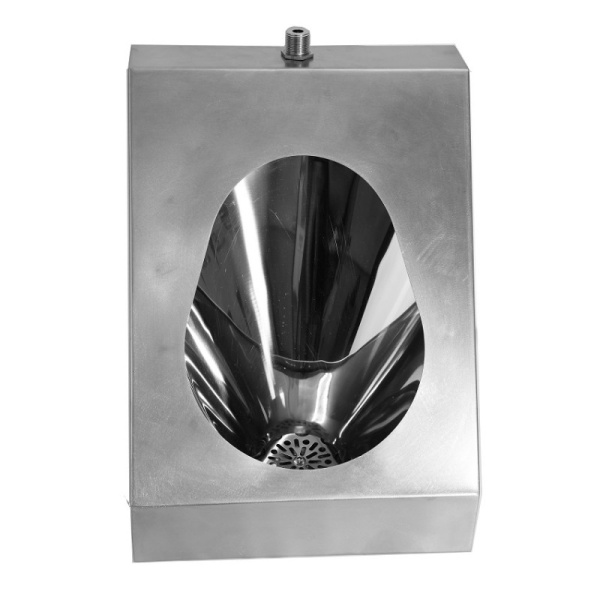 Писсуар из нержавеющей стали подача воды СВЕРХУ, выход ВЕРТИКАЛЬНЫЙ (450х360х330), 21316 фото  в интернет-магазине Санкомп