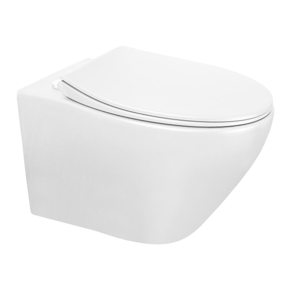 Унитаз подвесной БЕЗОБОДКОВЫЙ (370х520х360) С СИДЕНЬЕМ МИКРОЛИФТ 22567  фото  в интернет-магазине Санкомп