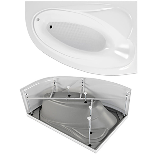 Ванна акриловая ассиметричная правая с каркасом и экраном 1640х1100 мм, 21771 фото  в интернет-магазине Санкомп