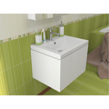 Тумба подвесная в комплекте с раковиной 60 см БЕЛАЯ фото  в интернет-магазине Санкомп