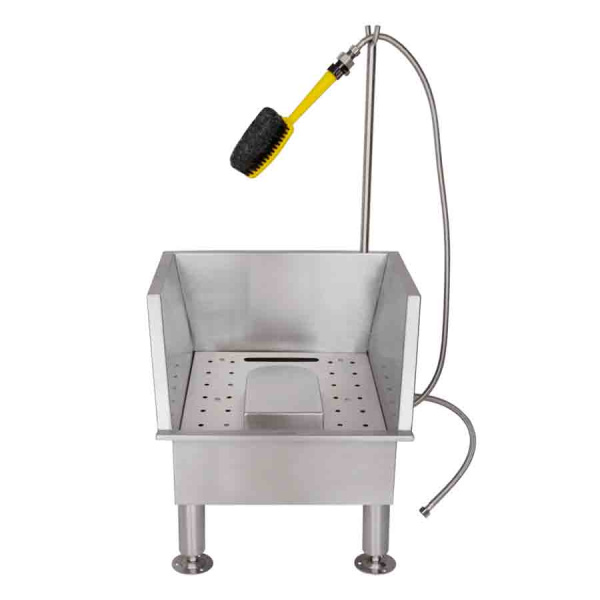 Мойка для обуви из нержавеющей стали с экраном в комплекте с щеткой,  фото  в интернет-магазине Санкомп