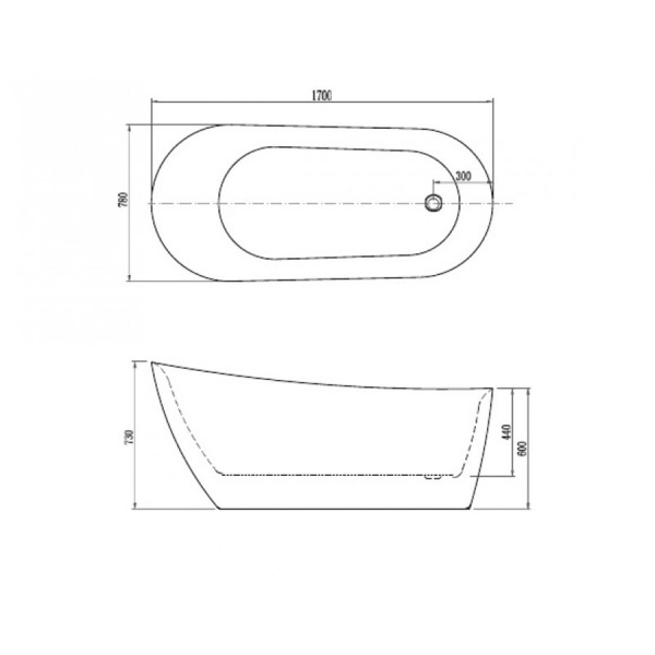 Ванна акриловая отдельностоящая овальная 1700х780 мм, 21797 фото  в интернет-магазине Санкомп