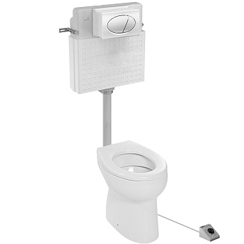 Унитаз педальный детский со встроенным бачком выпуск горизонтальный кнопка напольная нержавеющая фото  в интернет-магазине Санкомп