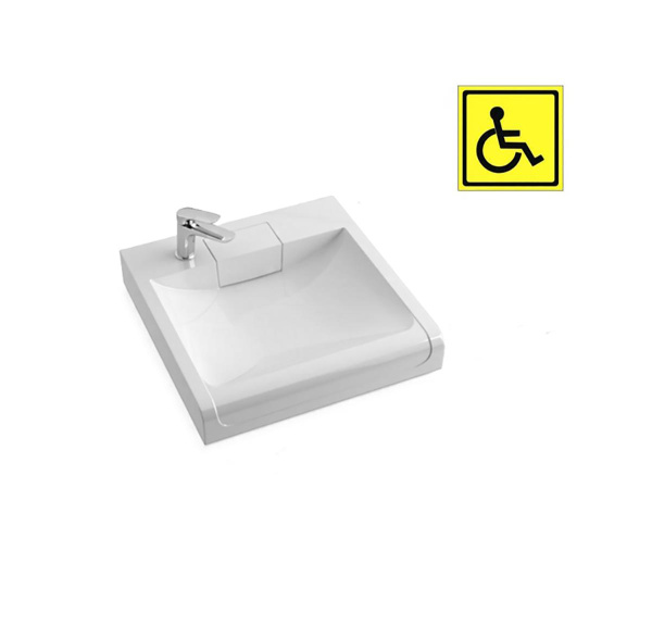 Умывальник медицинский керамика с отверстием под смеситель с переливом 600х600х105, 24652  фото  в интернет-магазине Санкомп