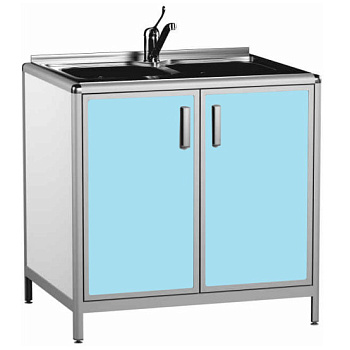 Стол медицинский с мойкой габариты 800х600х850 мм (фасад голубой), 26598 фото  в интернет-магазине Санкомп