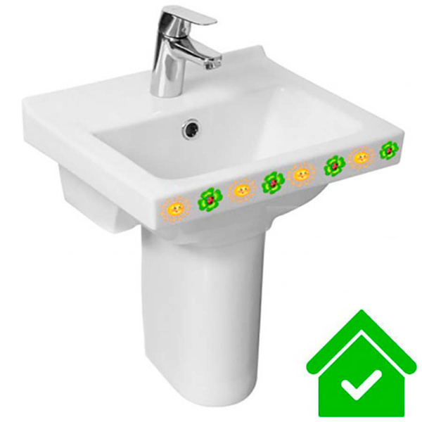 Умывальник на пьедестале ДЕТСКИЙ С/О, С/П 40 см ПРЯМОУГОЛЬНЫЙ (355х405х500) СОЛНЫШКО для детей 4-7 л фото  в интернет-магазине Санкомп