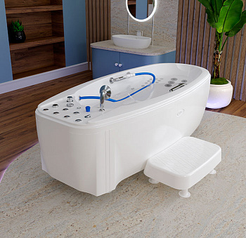 Ванна БАЛЬНЕОЛОГИЧЕСКАЯ 2250х980х725 мм, 325 л, слив, быстрый набор воды, смеситель, 2 ручки, 20928  фото  в интернет-магазине Санкомп