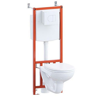 Унитаз подвесной с сидением с инсталляцией с кнопкой фото  в интернет-магазине Санкомп