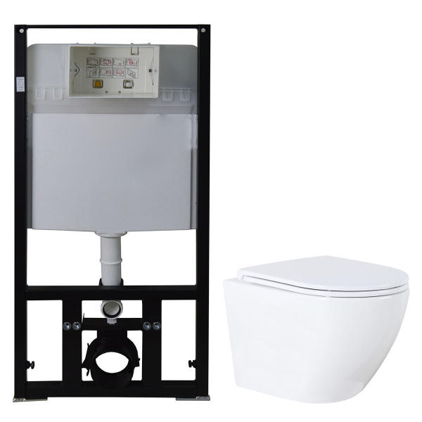 Унитаз подвесной инсталляция со крытым сливом с сиденьем микролифт, БЕЗ КЛАВИШИ 22427  фото  в интернет-магазине Санкомп