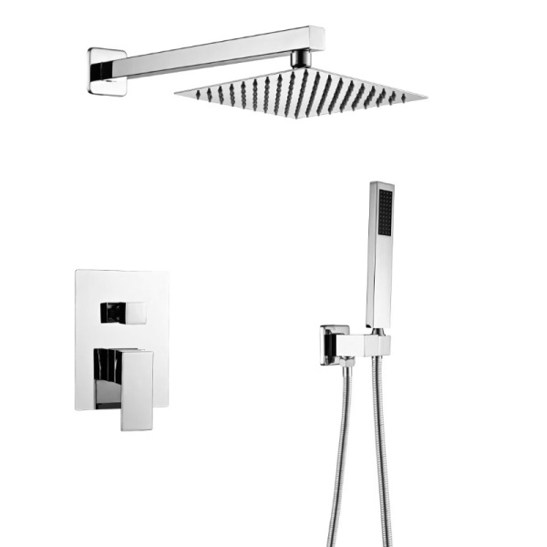 Душевая система ТРОПИЧЕСКИЙ ДУШ 200 мм встраиваемая, душевая стойка, лейка 1 режим с гибким шлангом фото  в интернет-магазине Санкомп