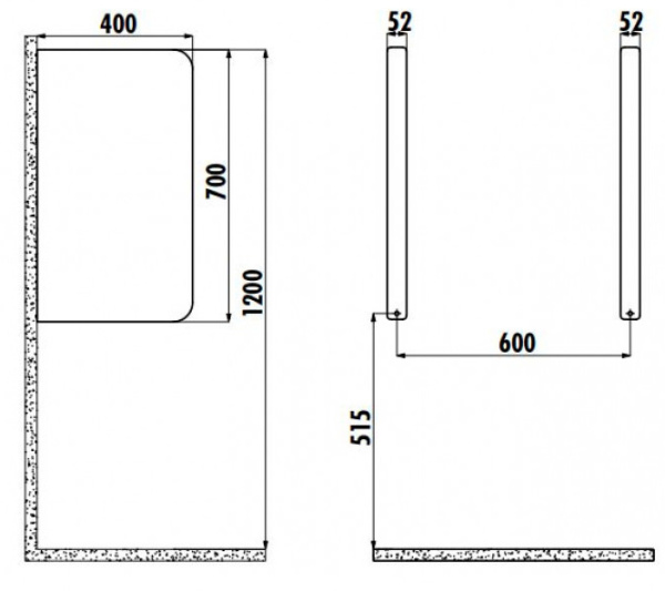 Перегородка (разделитель) для писсуара керамика (400х52х700) фото  в интернет-магазине Санкомп