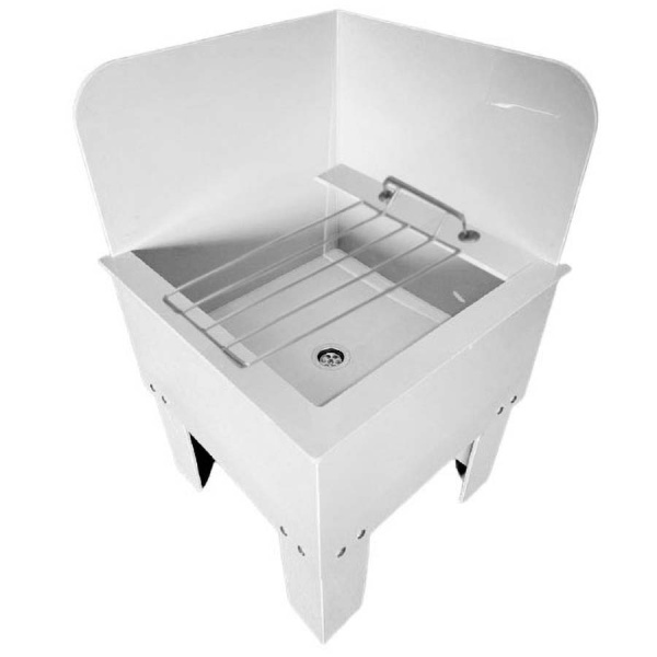 Слив технический напольный 500х500х600 УГЛОВОЙ с экраном с решеткой из полипропилена вправо, 20709 фото  в интернет-магазине Санкомп