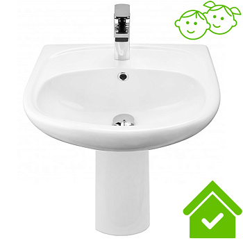 Умывальник на пьедестале ДЕТСКИЙ С/О, С/П 50 см ПОЛУКРУГЛЫЙ (400х500х700) для детей, 20916 фото  в интернет-магазине Санкомп