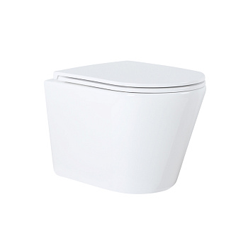 Унитаз подвесной БЕЗОБОДКОВЫЙ (515х355х365) С СИДЕНЬЕМ МИКРОЛИФТ 22580  фото  в интернет-магазине Санкомп