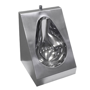 Писсуар из нержавеющей стали подача воды СВЕРХУ, выход ВЕРТИКАЛЬНЫЙ (295х295х390), 2314 фото  в интернет-магазине Санкомп