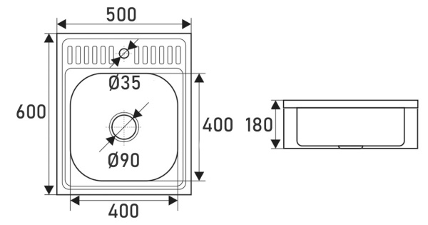 Мойка подвесная из нержавеющей стали (500х600х180), 20612 фото  в интернет-магазине Санкомп
